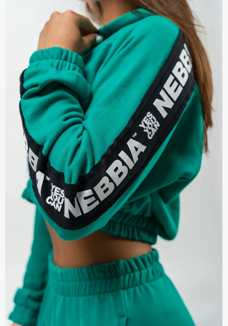 NEBBIA • ICONIC Crop Hoodie Green • Nebshop.cz