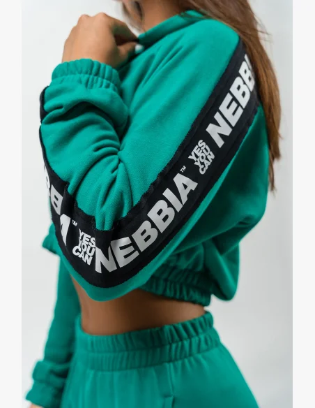 NEBBIA • ICONIC Crop Hoodie Green • Nebshop.cz