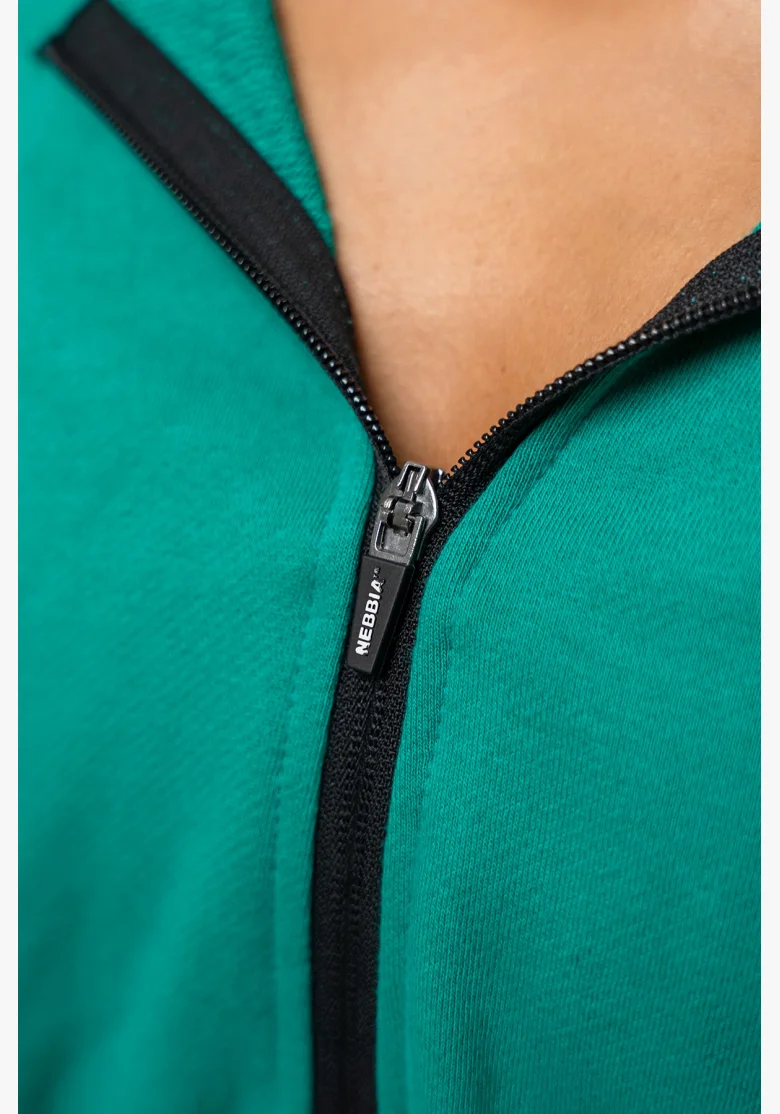 NEBBIA • ICONIC Crop Hoodie Green • Nebshop.cz