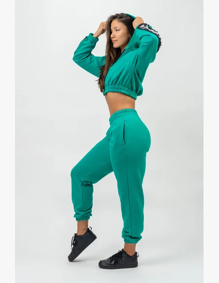 NEBBIA • ICONIC Crop Hoodie Green • Nebshop.cz