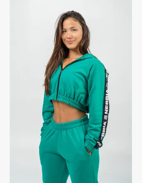 NEBBIA • ICONIC Crop Hoodie Green • Nebshop.cz