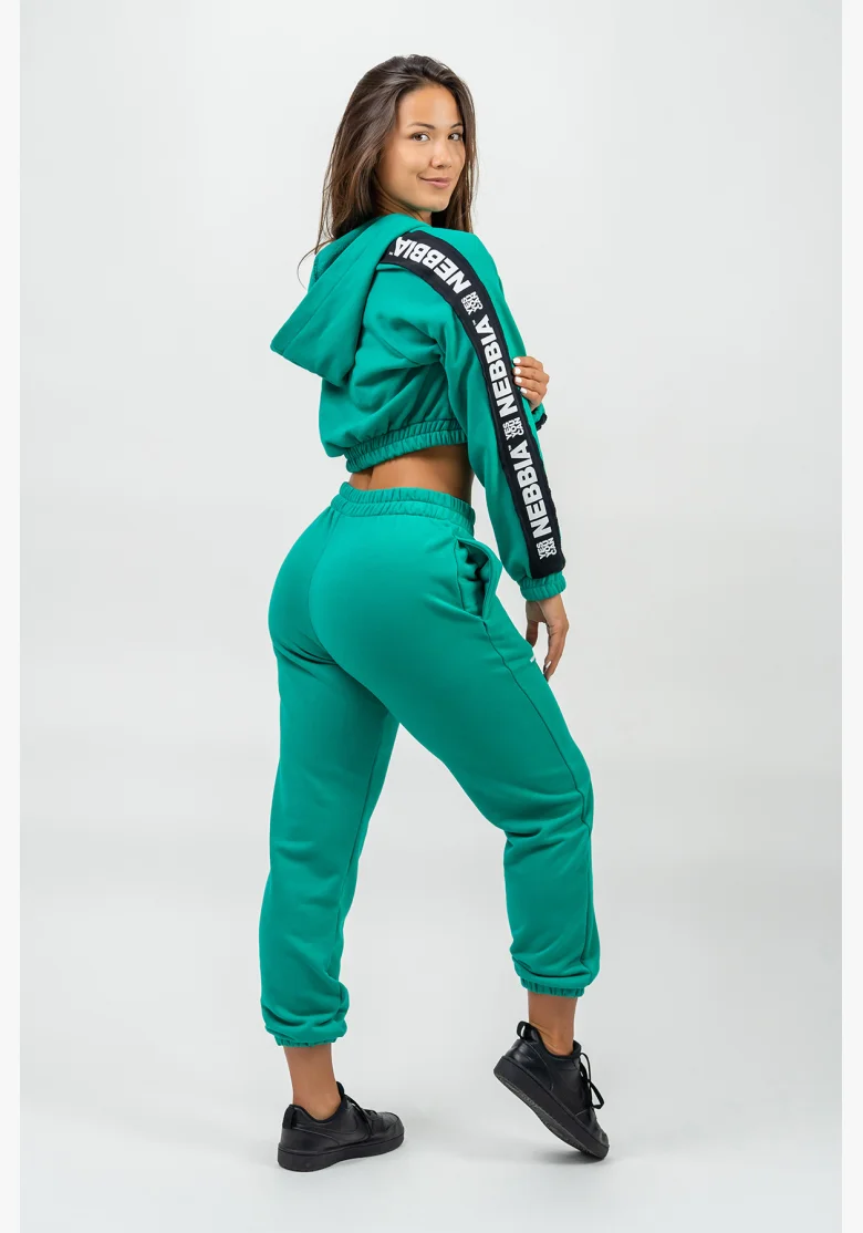 NEBBIA • ICONIC Crop Hoodie Green • Nebshop.cz