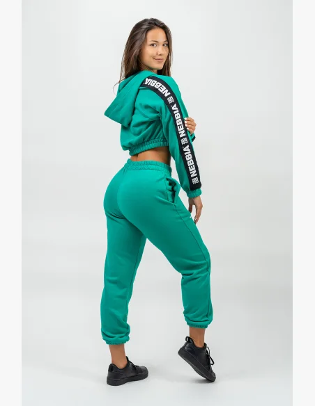 NEBBIA • ICONIC Crop Hoodie Green • Nebshop.cz