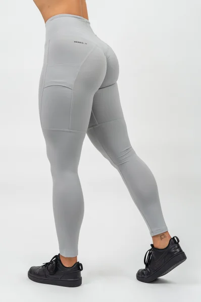 NEBBIA • High-waisted leggings LEG DAY GOALS gray • Nebshop.com