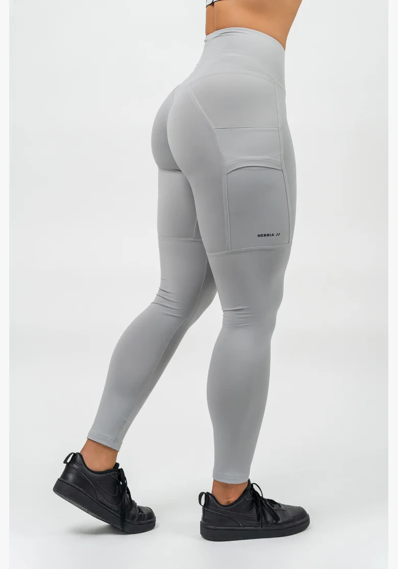 NEBBIA • High-waisted leggings LEG DAY GOALS gray • Nebshop.com
