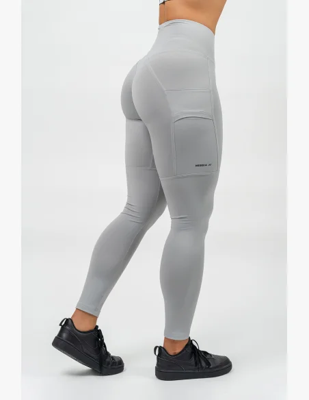 NEBBIA • High-waisted leggings LEG DAY GOALS gray • Nebshop.com