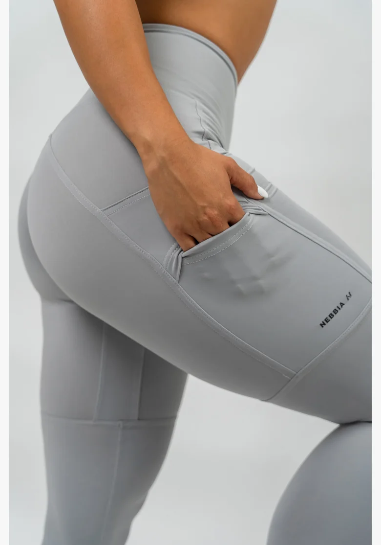 NEBBIA • High-waisted leggings LEG DAY GOALS gray • Nebshop.com
