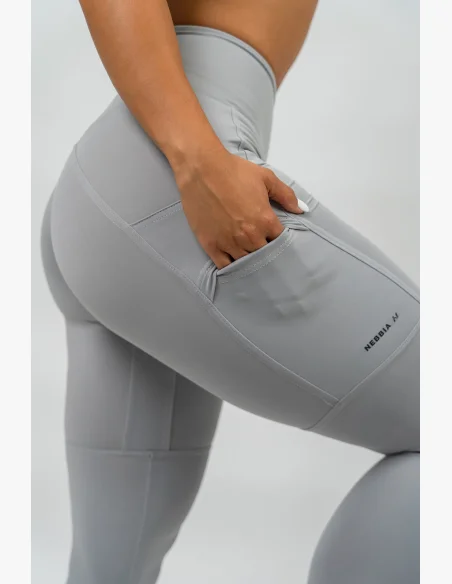 NEBBIA • High-waisted leggings LEG DAY GOALS gray • Nebshop.com