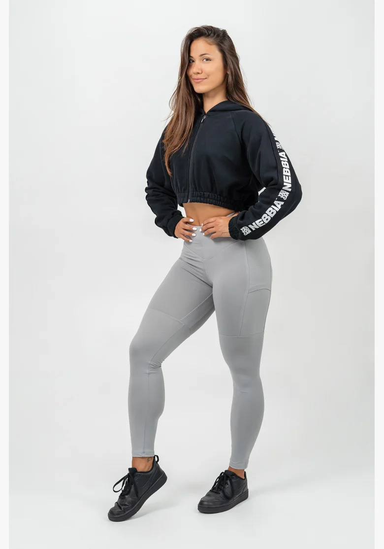 NEBBIA • High-waisted leggings LEG DAY GOALS gray • Nebshop.com
