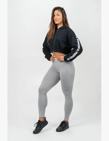 NEBBIA • High-waisted leggings LEG DAY GOALS gray • Nebshop.com