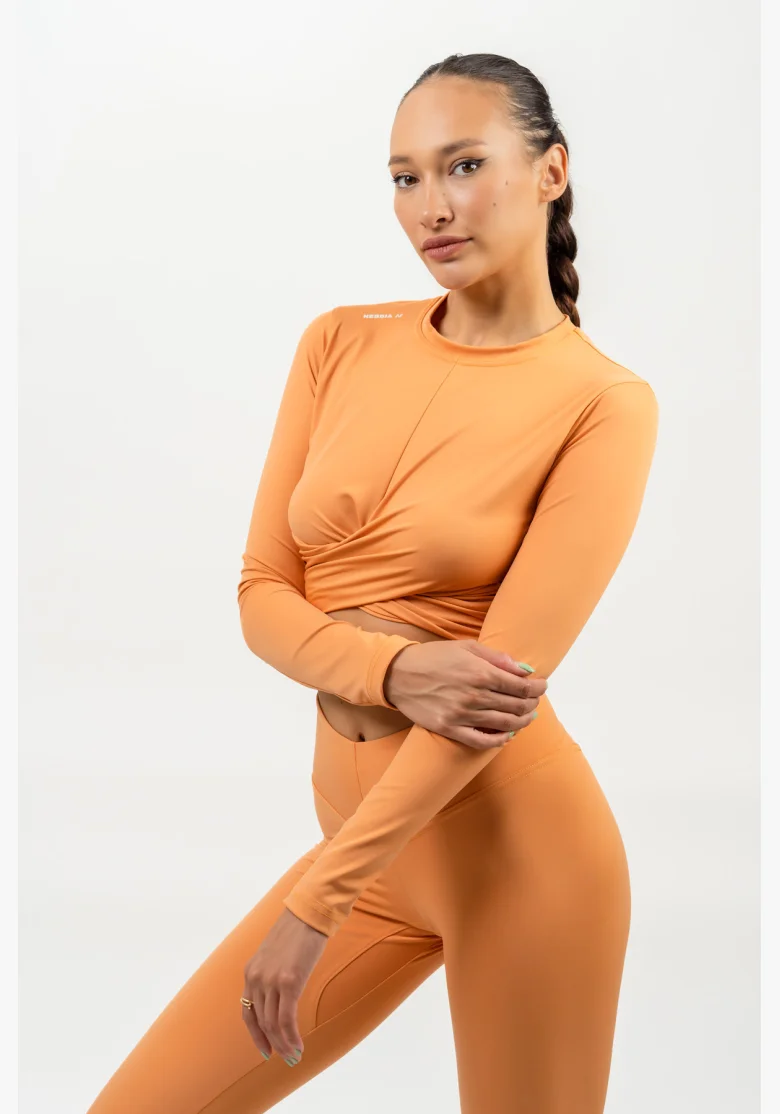 NEBBIA • Long sleeve crop top ELEVATED orange • NebShop.cz