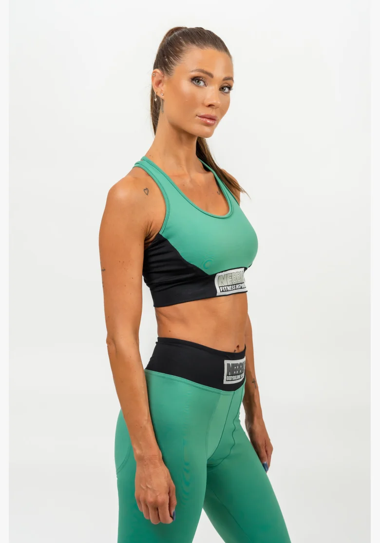 NEBBIA • Reinforced sports bra SIGNATURE green • Nebshop.cz