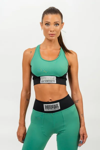 NEBBIA • Reinforced sports bra SIGNATURE green • Nebshop.cz