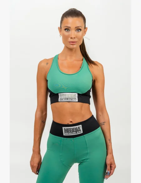 NEBBIA • Reinforced sports bra SIGNATURE green • Nebshop.cz