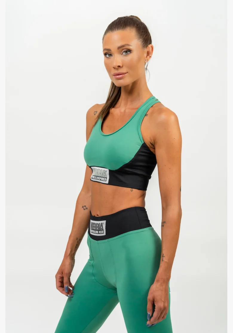 NEBBIA • Reinforced sports bra SIGNATURE green • Nebshop.cz