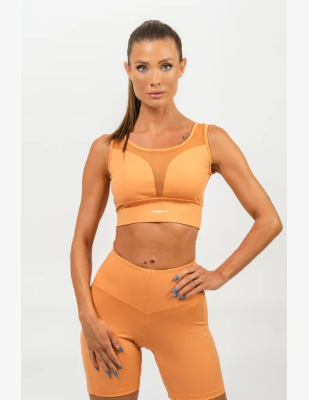 NEBBIA • Sports bra with mesh PERFORMANCE orange • Nebshop.cz