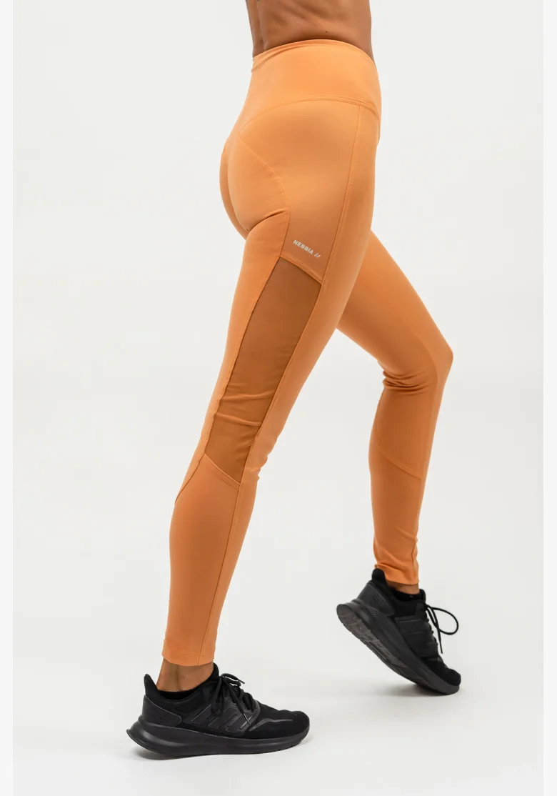 NEBBIA • Leggings with mesh and high waist PERFORMANCE orange • Nebshop.cz