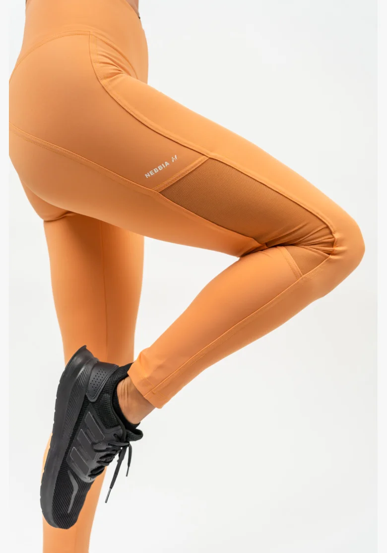 NEBBIA • Leggings with mesh and high waist PERFORMANCE orange • Nebshop.cz