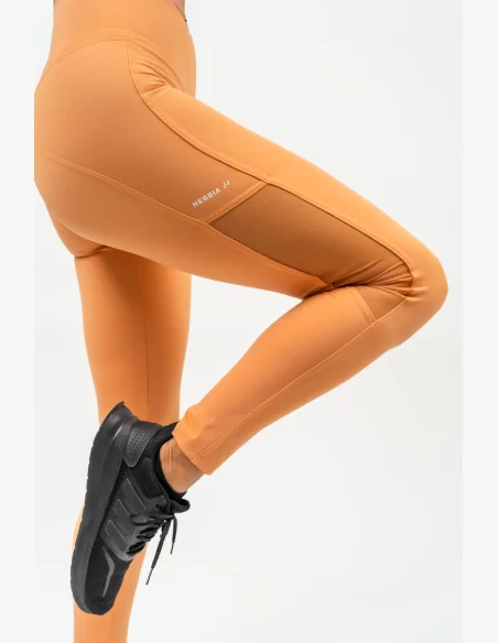 NEBBIA • Leggings with mesh and high waist PERFORMANCE orange • Nebshop.cz