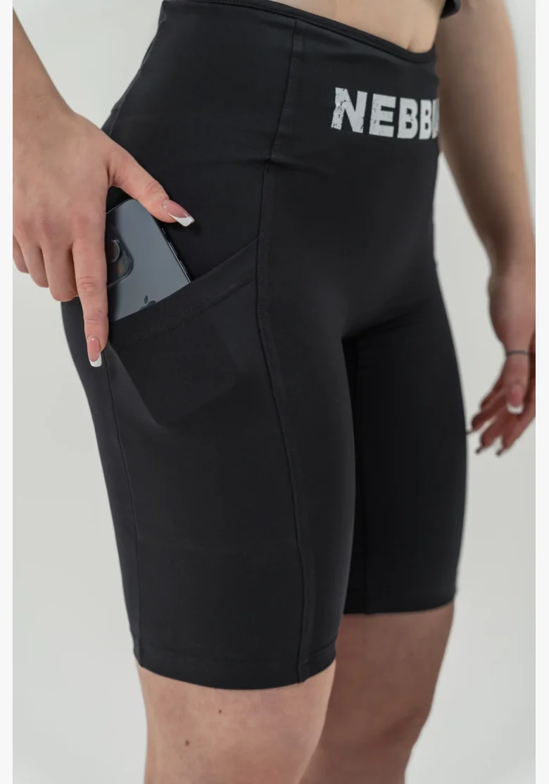 NEBBIA • 10″ High Waist Cycling Shorts GYM THERAPY Black • Nebshop.com
