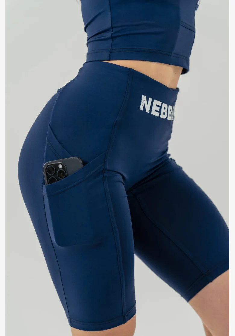 NEBBIA • Cycling shorts with high waistband 10″ GYM THERAPY blue • Nebshop.cz