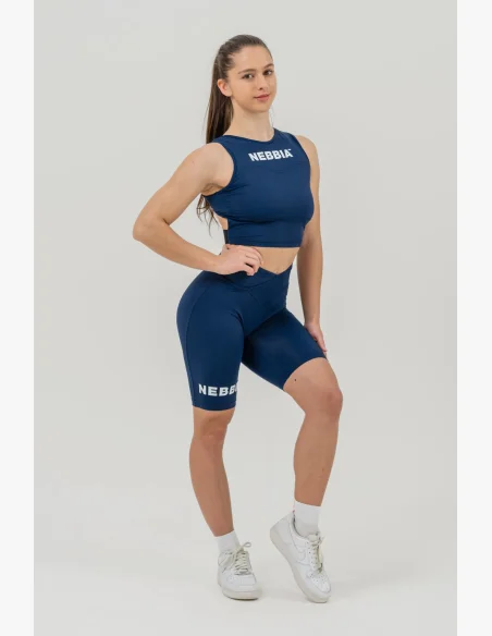 NEBBIA • Crop top tank top GYM THERAPY blue • Nebshop.cz