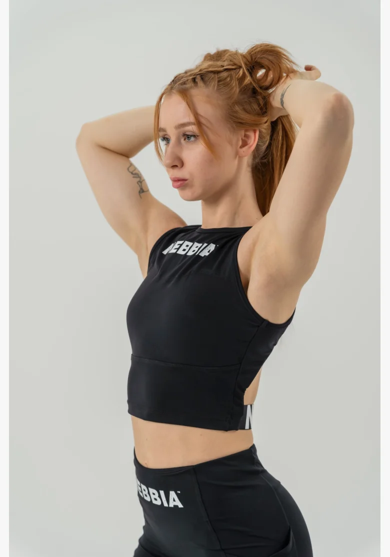NEBBIA • Crop top tank top GYM THERAPY black • Nebshop.cz
