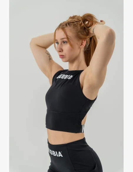 NEBBIA • Crop top tank top GYM THERAPY black • Nebshop.cz