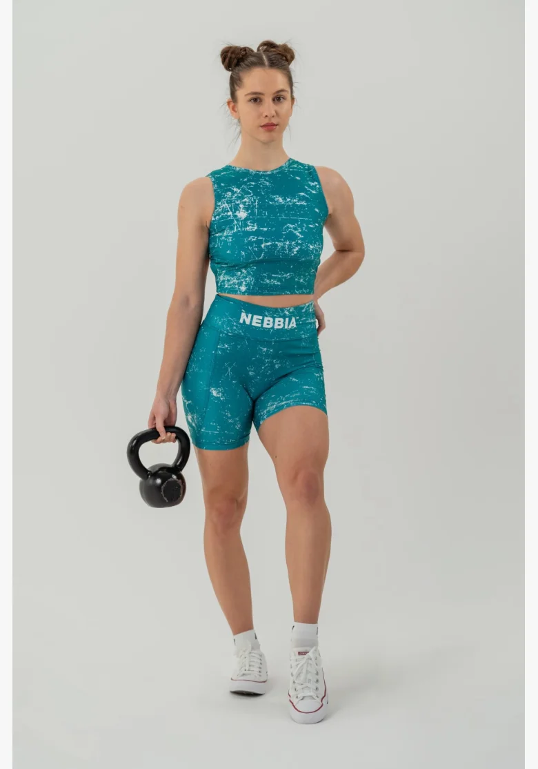 NEBBIA • 5" HAMMIES High-Waisted Leg Shorts Green • Nebshop.cz