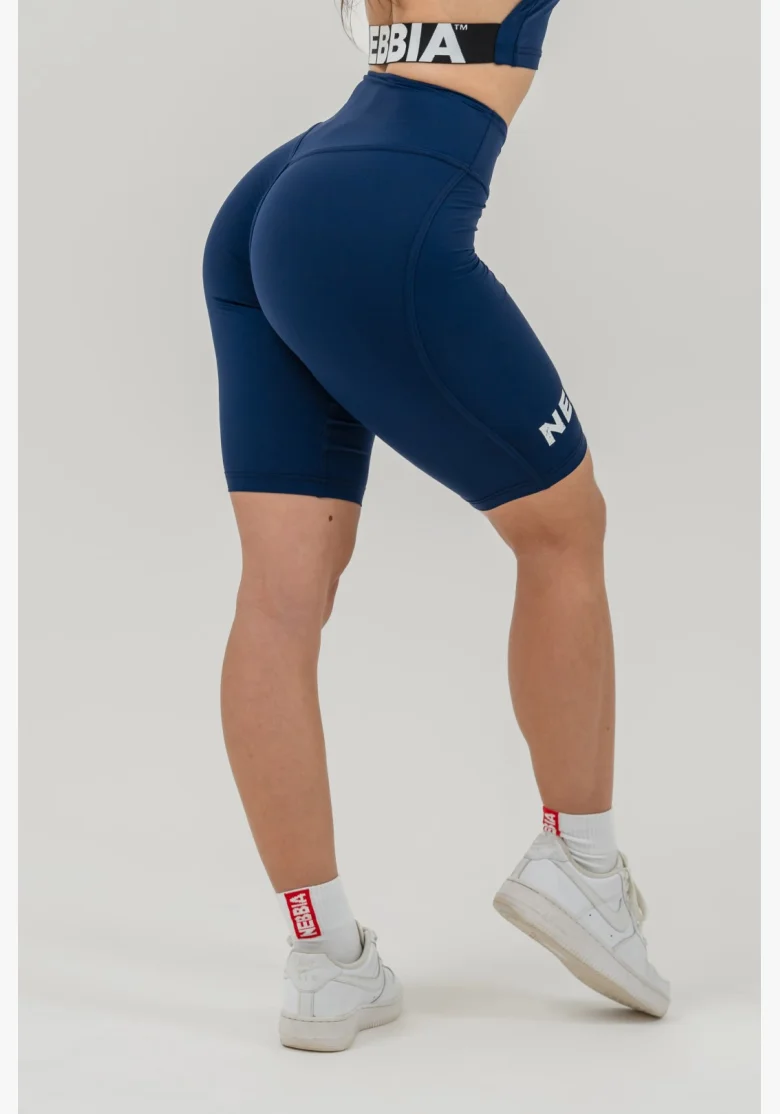 NEBBIA • 9″ SNATCHED high-waisted leggings shorts blue • Nebshop.cz