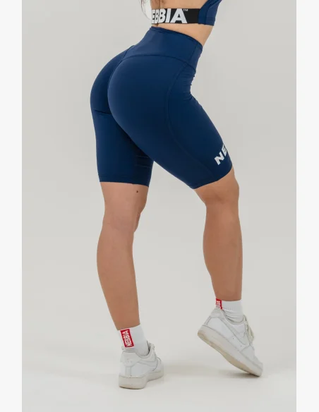 NEBBIA • 9″ SNATCHED high-waisted leggings shorts blue • Nebshop.cz