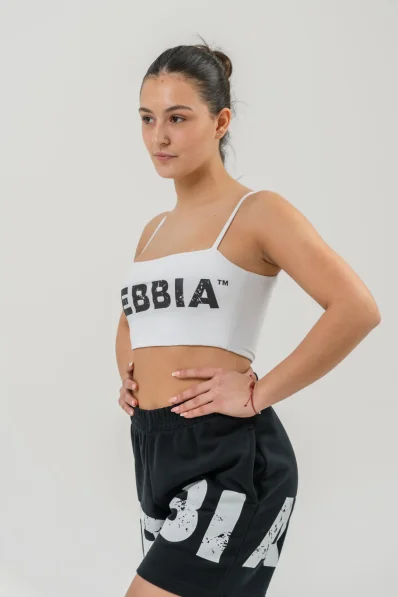 NEBBIA • NEBBIA Bandeau bra BACK CHECK white • Nebshop.cz
