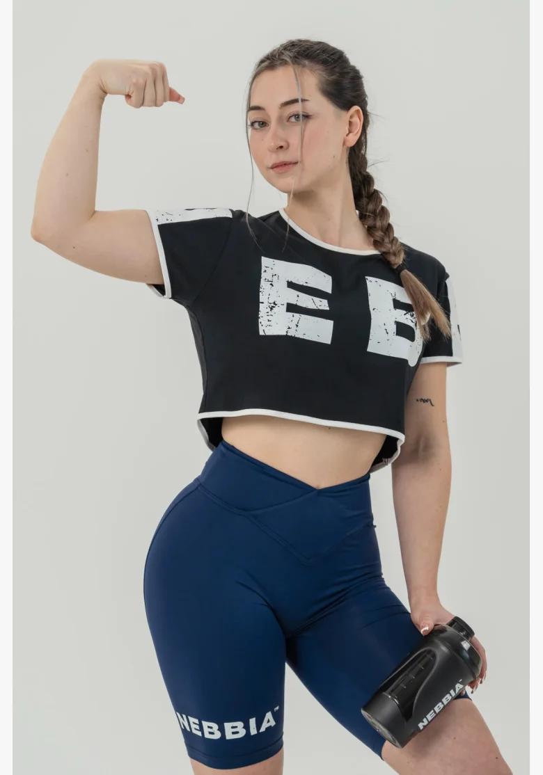 NEBBIA • NEBBIA Crop top t-shirt GAME ON black • Nebshop.cz
