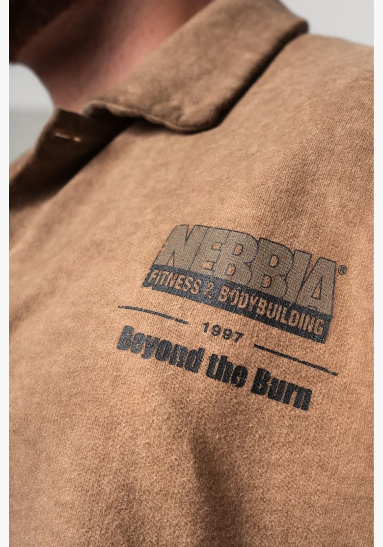 NEBBIA • NEBBIA Washed-off oversized shirt 90s THROWBACK light brown • Nebshop.cz