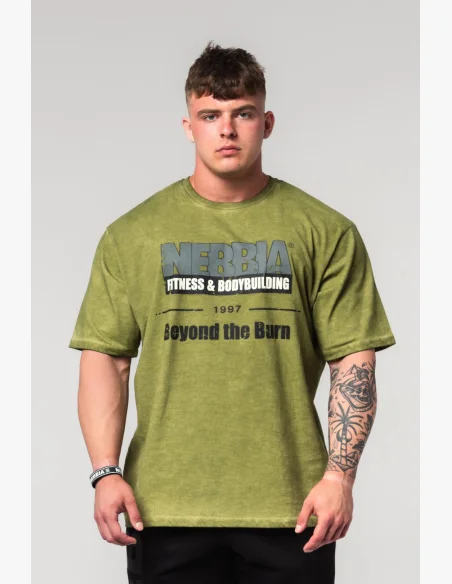 NEBBIA • NEBBIA Washed-off oversized t-shirt HERITAGE green • Nebshop.cz