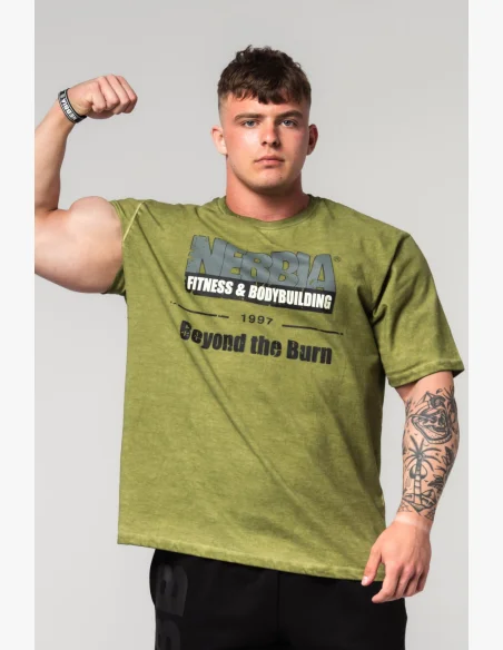 NEBBIA • NEBBIA Washed-off oversized t-shirt HERITAGE green • Nebshop.cz