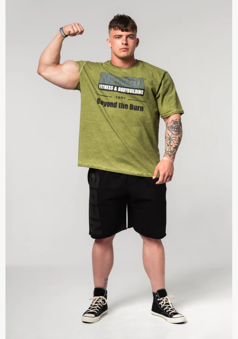 NEBBIA • NEBBIA Washed-off oversized t-shirt HERITAGE green • Nebshop.cz