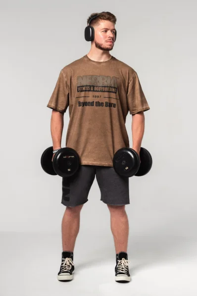 NEBBIA • NEBBIA Washed-off oversized t-shirt HERITAGE brown • Nebshop.cz 2