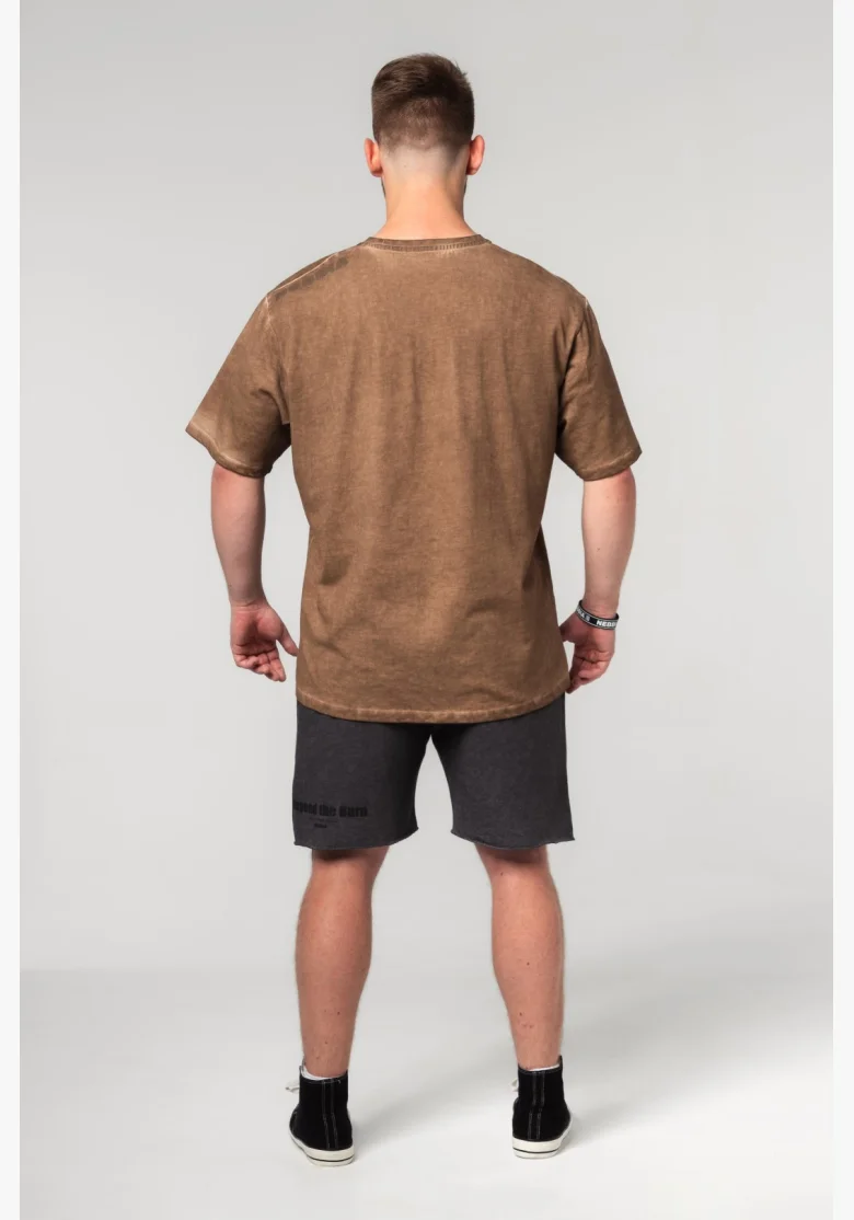 NEBBIA • NEBBIA Washed-off oversized t-shirt HERITAGE brown • Nebshop.cz