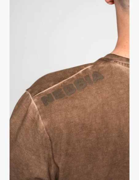 NEBBIA • NEBBIA Washed-off oversized t-shirt HERITAGE brown • Nebshop.cz