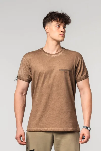 NEBBIA • NEBBIA Washed-off cotton t-shirt MAX OUT brown • Nebshop.com