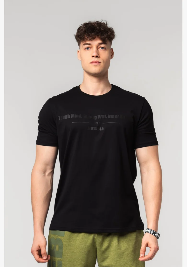 NEBBIA • NEBBIA Muscle fit t-shirt FLEXIN' black • Nebshop.cz