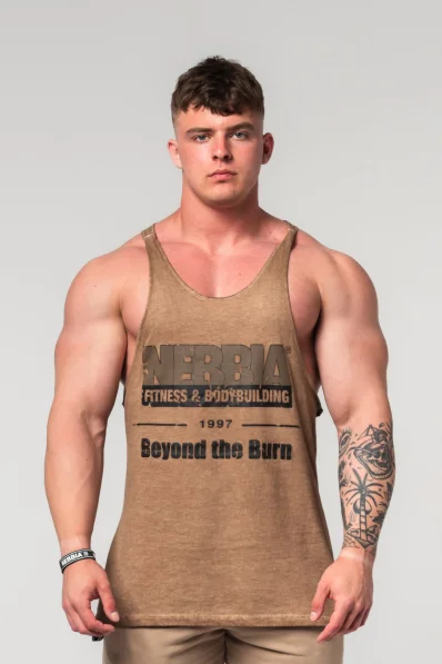 NEBBIA • NEBBIA Washed-off oversized tank top MAX OUT brown • Nebshop.cz