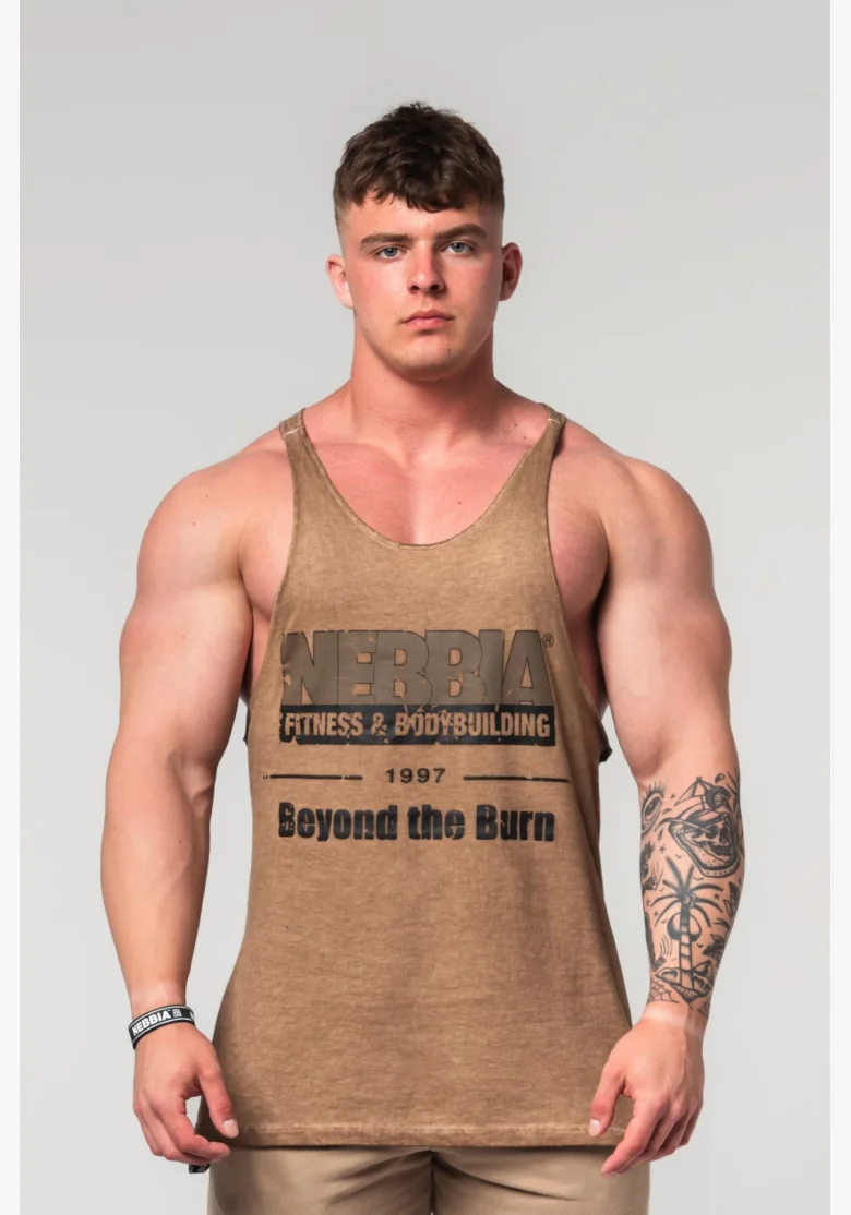 NEBBIA • NEBBIA Washed-off oversized tank top MAX OUT brown • Nebshop.cz