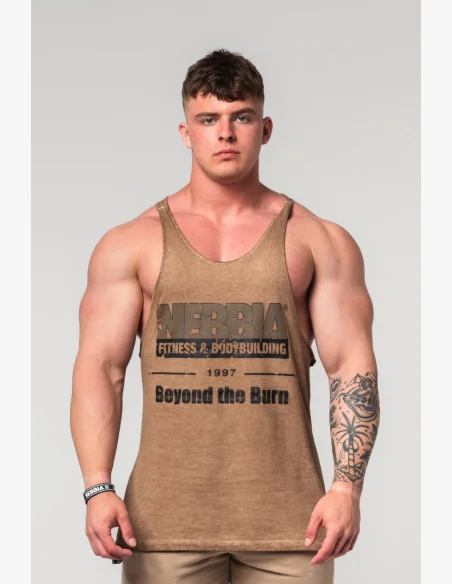 NEBBIA • NEBBIA Washed-off oversized tank top MAX OUT brown • Nebshop.cz