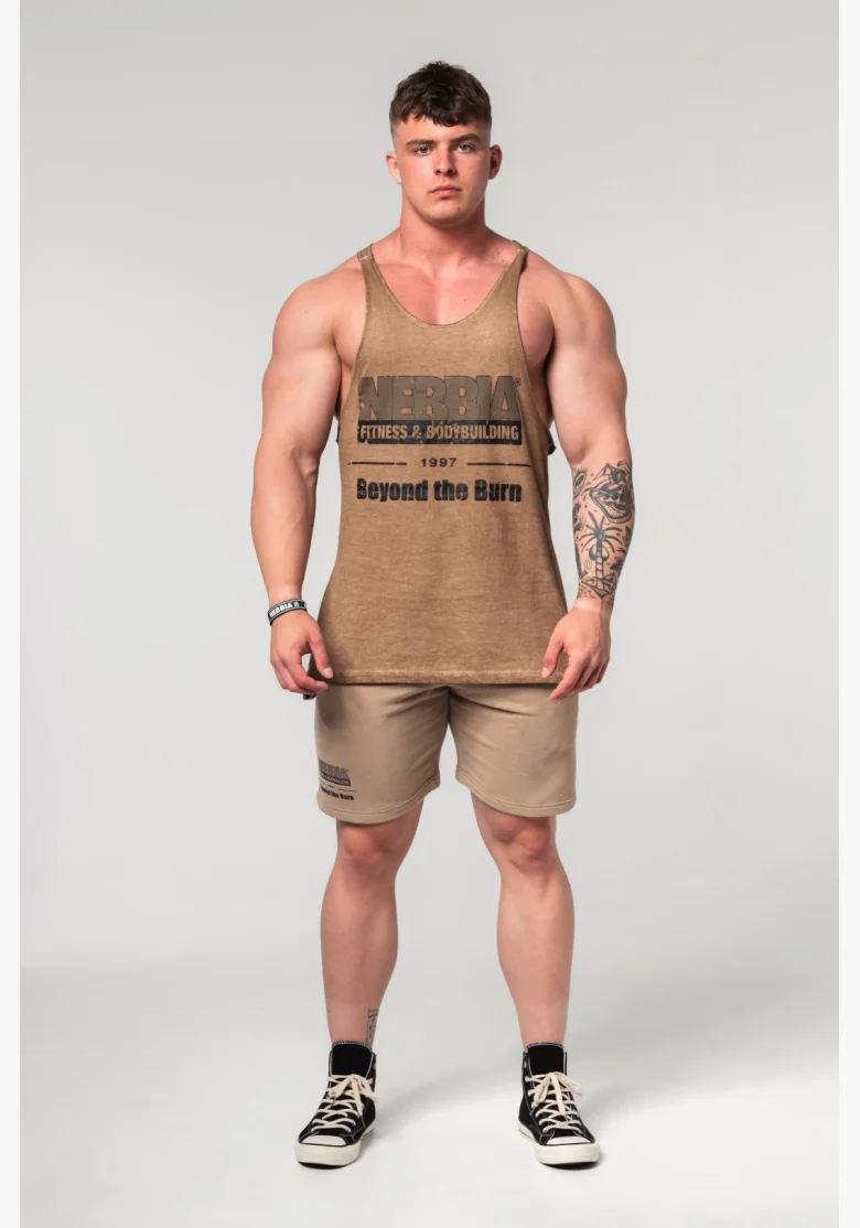 NEBBIA • NEBBIA Washed-off oversized tank top MAX OUT brown • Nebshop.cz