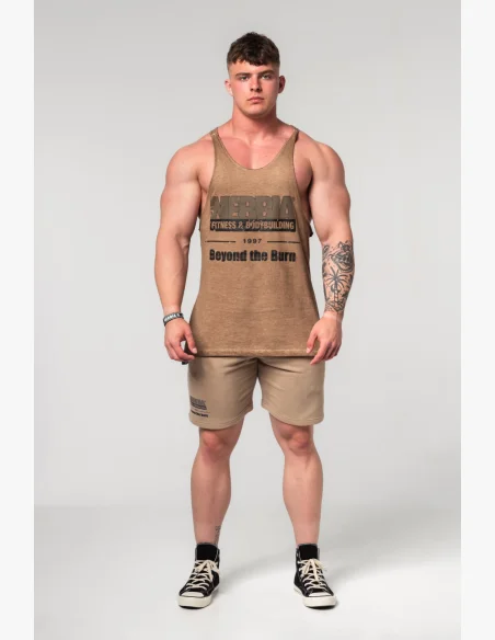 NEBBIA • NEBBIA Washed-off oversized tank top MAX OUT brown • Nebshop.cz