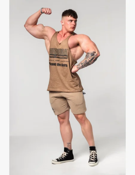 NEBBIA • NEBBIA Washed-off oversized tank top MAX OUT brown • Nebshop.cz