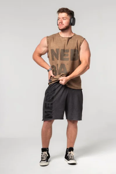 NEBBIA • NEBBIA Washed-off sleeveless sweatshirt BEASTIN' brown • Nebshop.cz 2