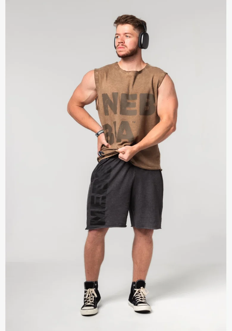 NEBBIA • NEBBIA Washed-off sleeveless sweatshirt BEASTIN' brown • Nebshop.cz